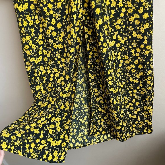 Topshop / Black and Yellow Long Sleeve Midi Dress - Picture 5 of 11